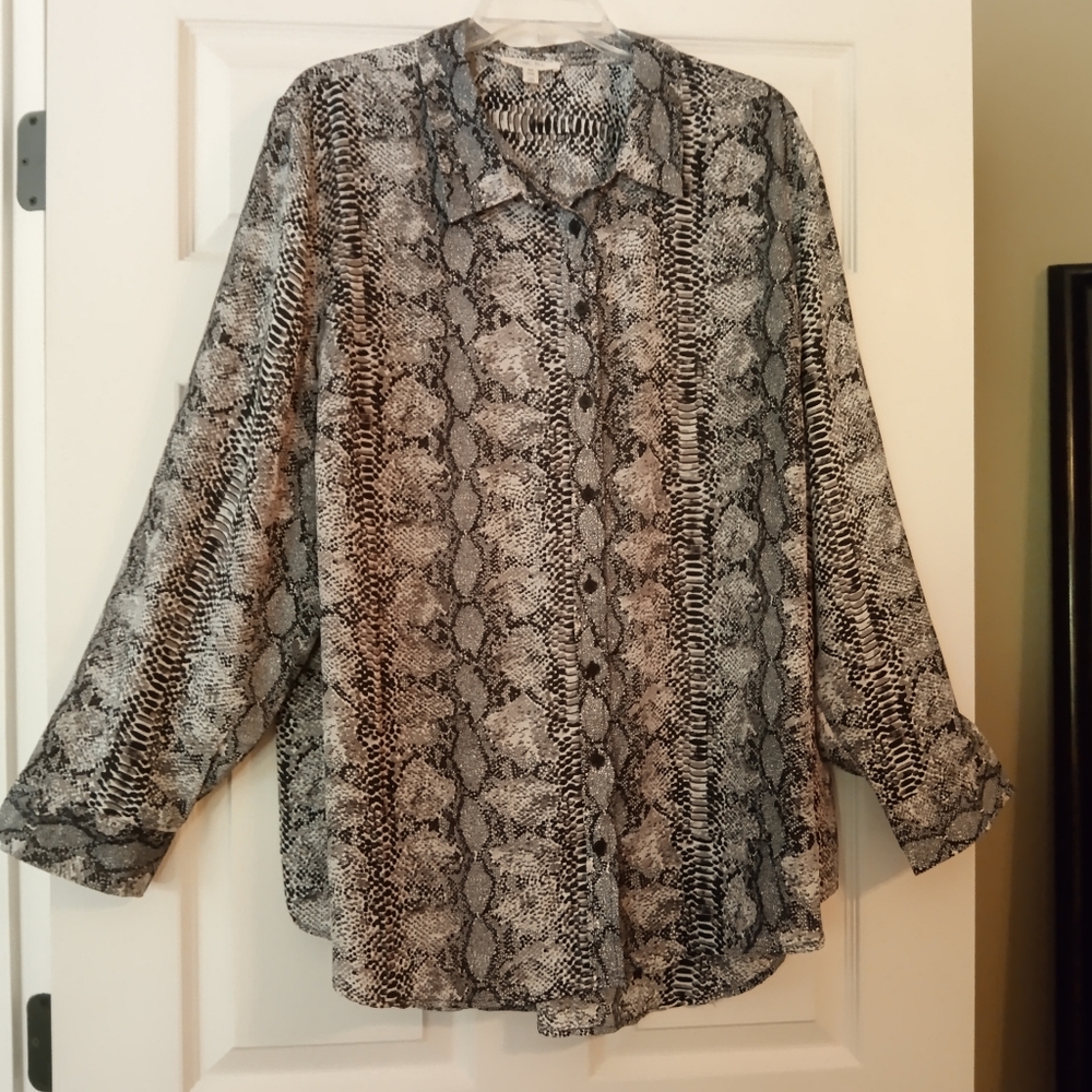 COMO BLU women Snake Skin Print Blouse Size 3X